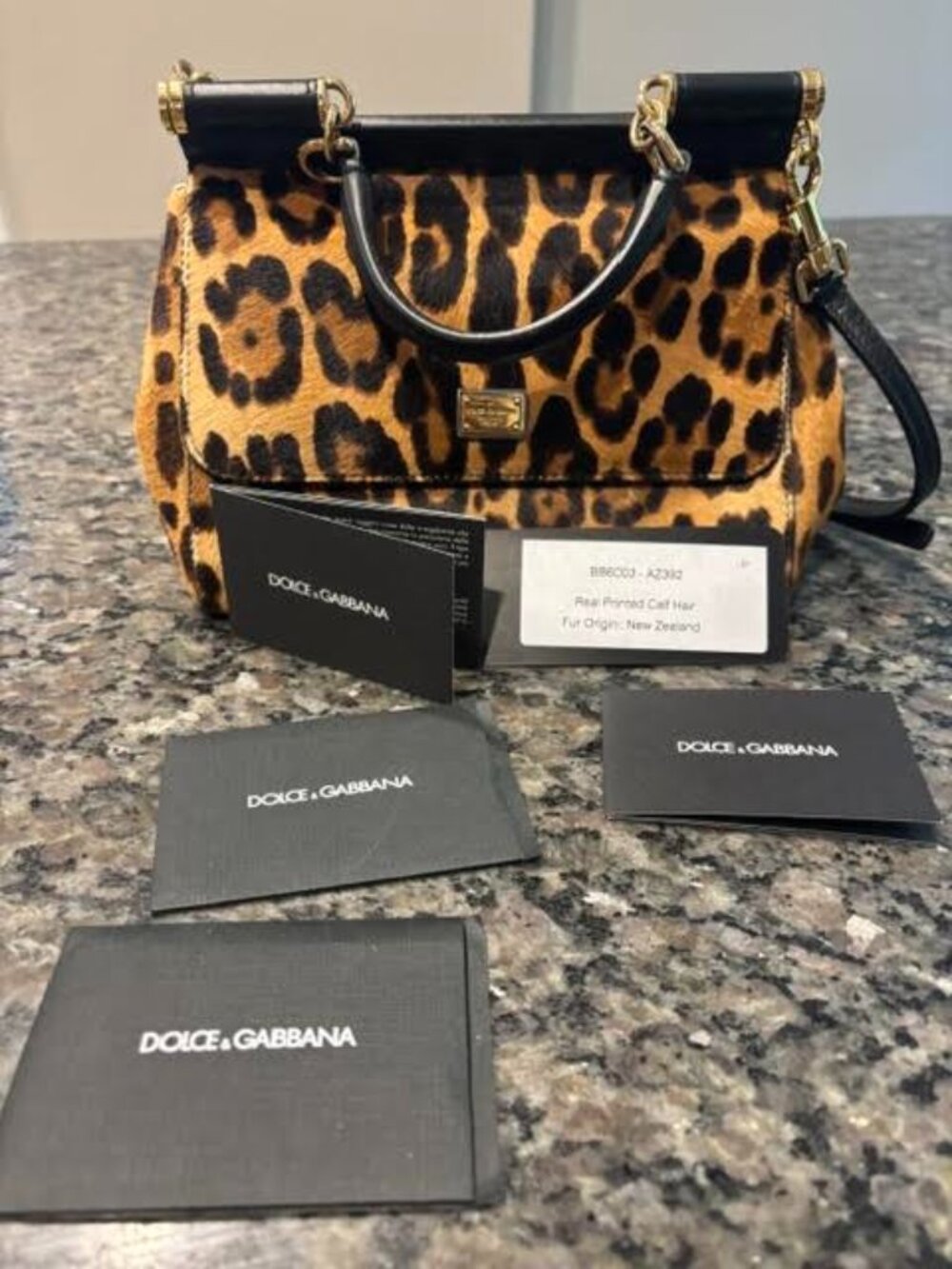 Dolce and Gabbana Authentic Sicily Hand Bag - real printed calf hair bag